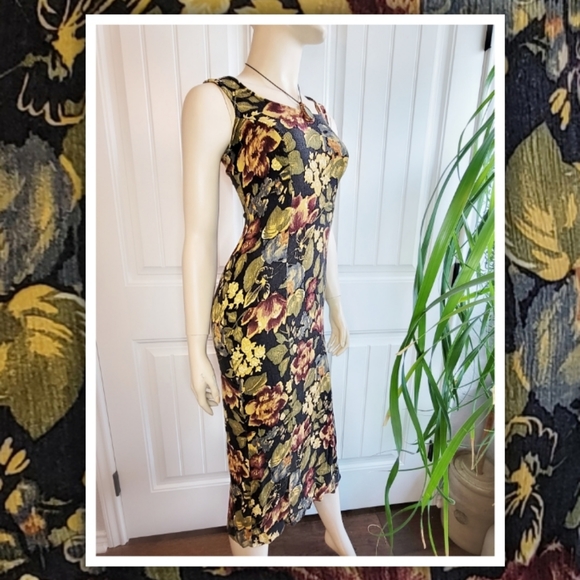 vintage 90s Rampage sleeveless floral print dress with buttons down side… - Picture 3 of 7